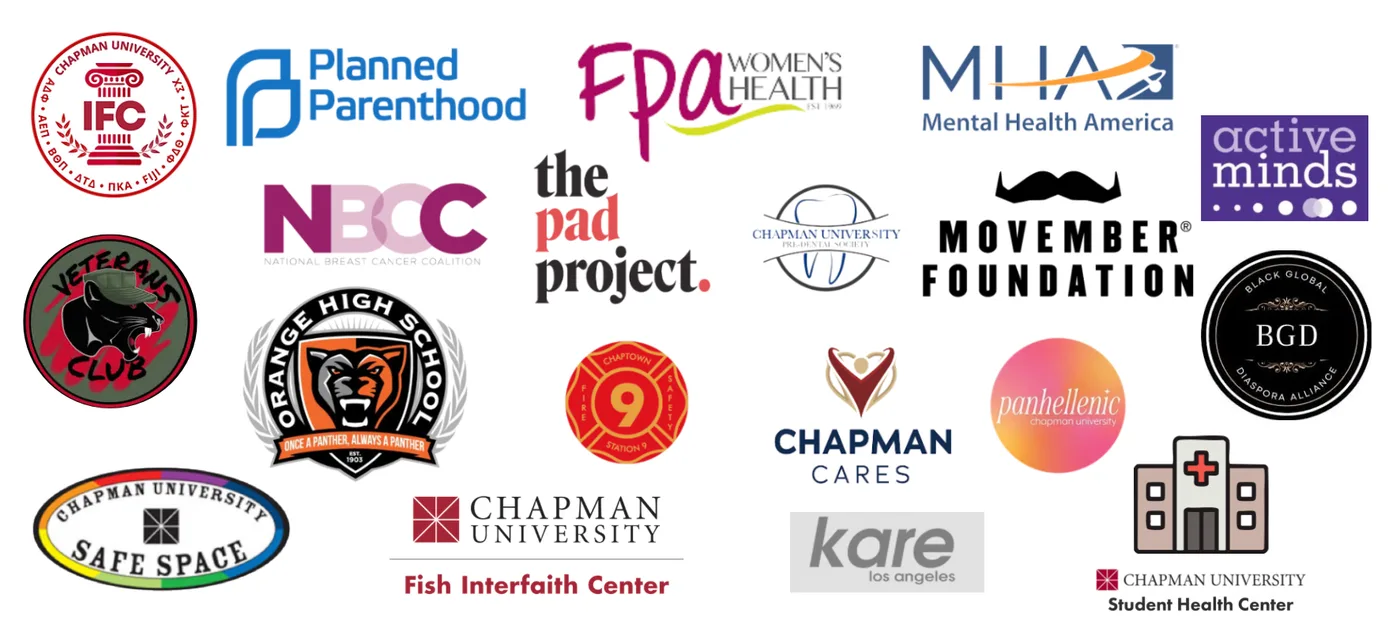 Logos of the nonprofit and campus organizations AURA has partnered with.